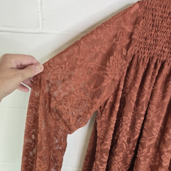 Anthropologie Deletta Amanna Rust Stretch Lace High Neck Blouse - Picture 14 of 15
